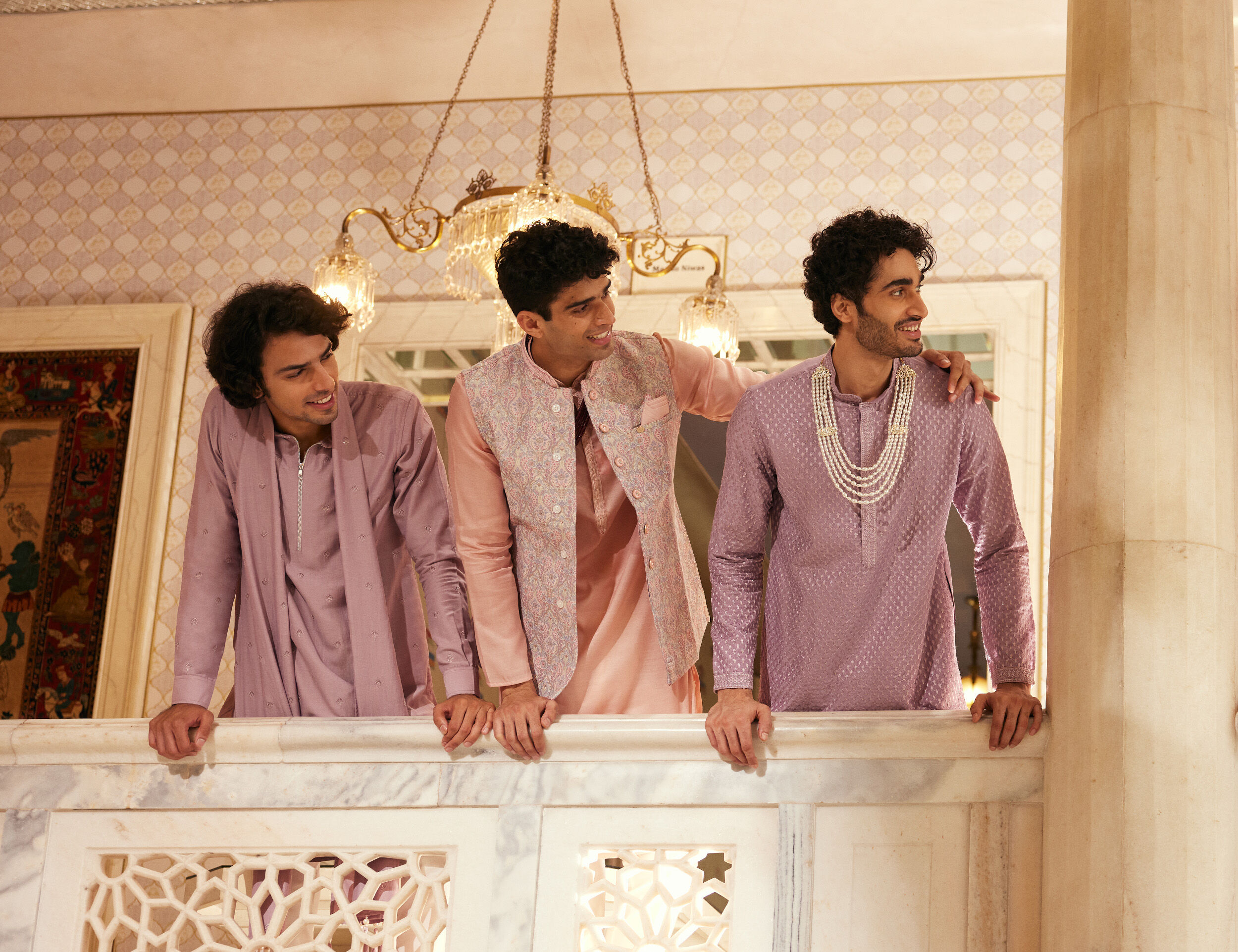 men in purple sherwani and kurta 